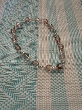 Delicate Pink Crystal and faux Pearl Bracelet fits 7-71/2 inch wrist
